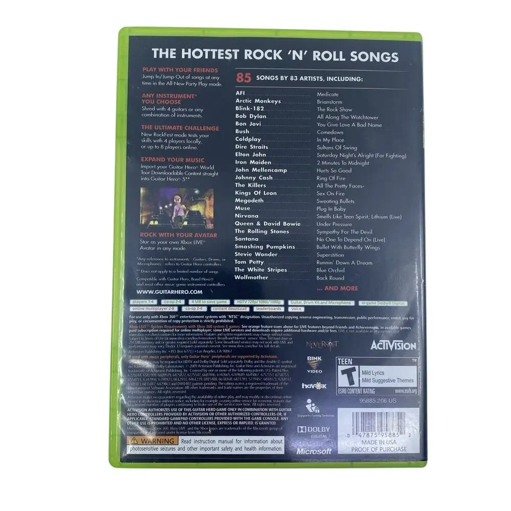 Guitar Hero 5 (Xbox 360, 2009) Complete CIB Tested & Working